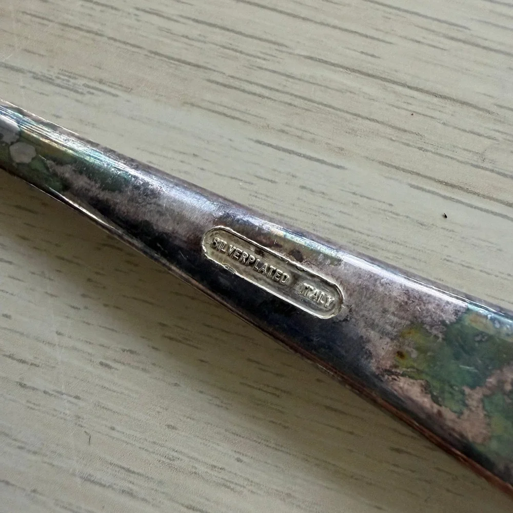 Vintage Silverplated Italy Floral Engraved Pie Cake Server Ornate Rope Handle